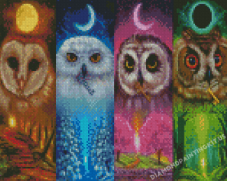 4 Seasoned Owl Diamond Paintings