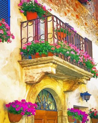 Aesthetic Flower Balcony Italy Diamond Paintings