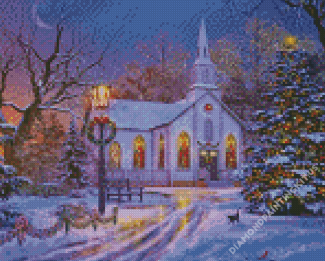 Christmas Church In Winter Diamond Paintings
