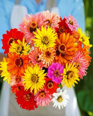 Colorful Mixed Daisies Bouquet Diamond Paintings