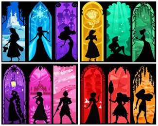 Disney Princesses Silhouette Diamond Paintings