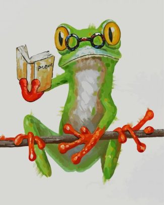Frog In Glasses Reading Diamond Paintings