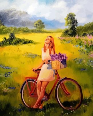 Girl And Bike Diamond Paintings