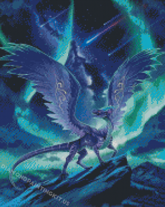 Mythical Dragon With Aurora Lights Diamond Paintings