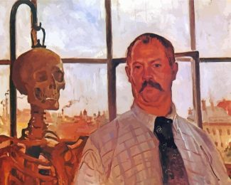Self Portrait With Skeleton By Lovis Corinth Diamond Paintings