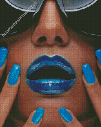 Woman With Blue Lips Nails Diamond Paintings