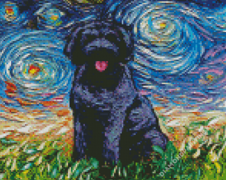 Abstract Black Goldendoodle Diamond Paintings