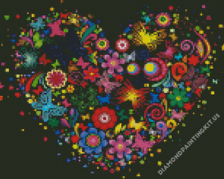Abstract Floral Heart Diamond Painting