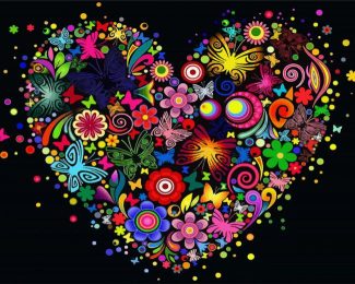 Abstract Floral Heart Diamond Paintings