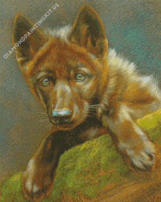 Adorable Wolf Pup Diamond Paintings
