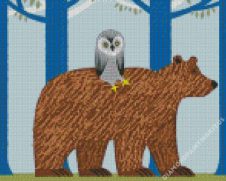 Aesthetic Bear And Owl Diamond Paintings