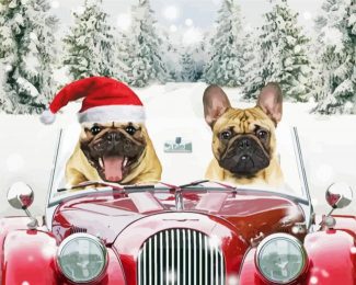 Aesthetic Christmas Dogs Snow Diamond Paintings