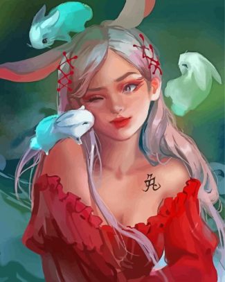 Aesthetic Girl And Rabbit Diamond Paintings
