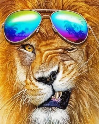 Aesthetic Lion With Glasses Diamond Paintings