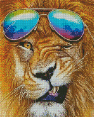 Aesthetic Lion With Glasses Diamond Paintings