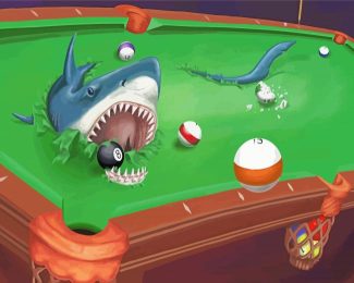 Aesthetic Shark In Billiard Pool Hall Diamond Paintings