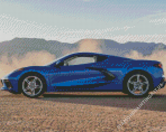 Blue Corvette Car Diamond Paintings