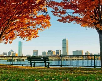 City Boston In Autumn Diamond Paintings