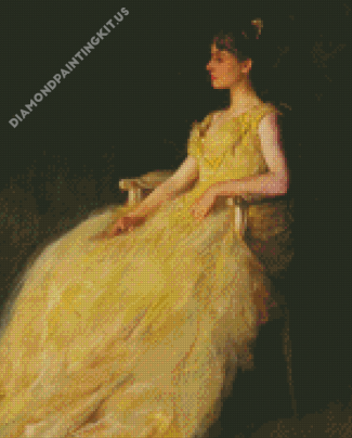 Cool Woman In A Yellow Dress Diamond Paintings