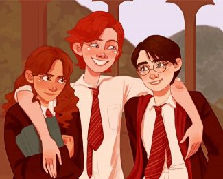 harry Hermione And Ron Art Diamond Paintings