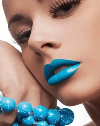 Woman With Blue Lips Diamond Paintings