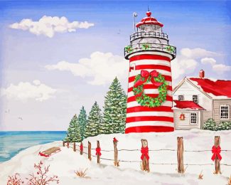 Christmas Lighthouse Diamond Paintings