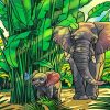 Elephants In The Jungle Diamond Paintings