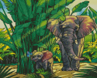 Elephants In The Jungle Diamond Paintings