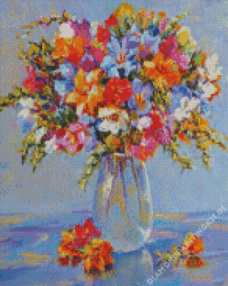 Freesia Flowers Vase Diamond Paintings