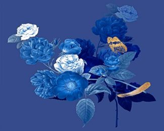 Illustration Blue Flowers Diamond Paintings