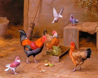 Pigeons And chickens Diamond Paintings