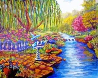 Willow Tree By Lake Diamond Paintings