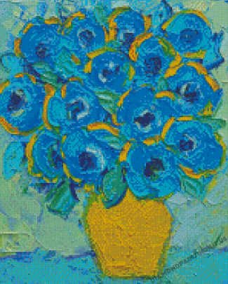 Abstract Blue Poppies Diamond Paintings