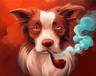 Abstract Brown Border Collie Diamond Paintings