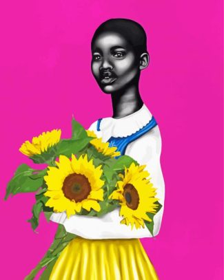 Aesthetic Black Woman With Sunflowers Diamond Paintings