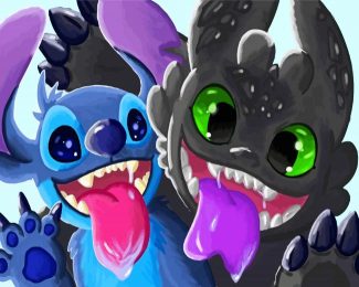 Aesthetic Toothless And Stitch Diamond Paintings