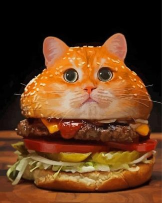 Aesthetic Burger Cat Diamond Paintings