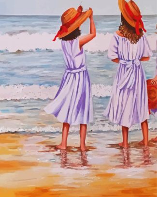 Aesthetic Sisters On Beach Diamond Paintings