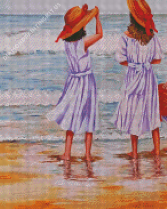 Aesthetic Sisters On Beach Diamond Paintings