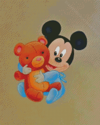 Baby Mickey Mouse And Bear Diamond Paintings
