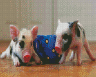 Blue Teacup Pigs Diamond Paintings