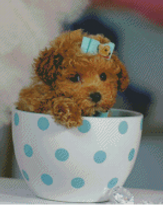 Brown Puppy In Teacup Diamond Paintings
