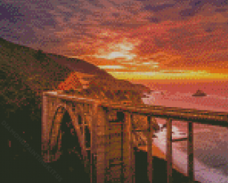 Colorful Sunset At Highway 1 California Diamond Paintings