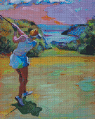 Abstract Golfer Woman Diamond Paintings