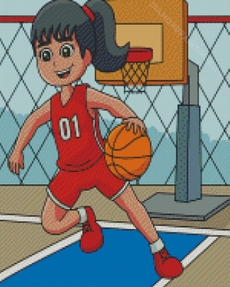 Basketball Cartoon Girl Diamond Paintings