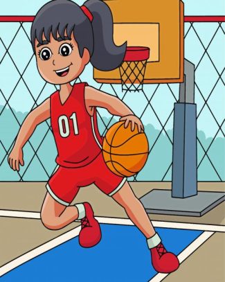 Basketball Cartoon Girl Diamond Paintings