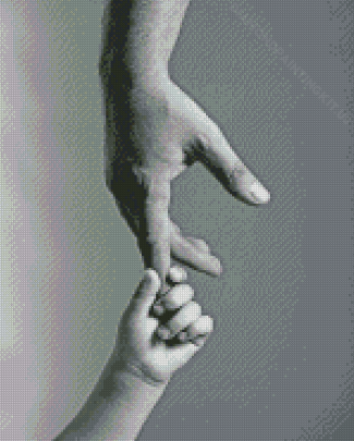 Black And White Child Holding An Adults Hand Diamond Paintings