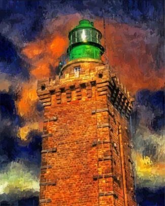 Brick Lighthouse With Green Head Art Diamond Paintings