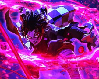 Purple Anime Fighter Diamond Paintings