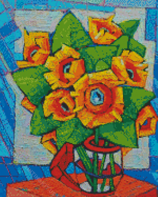 Abstract Cubist Sunflowers Diamond Paintings